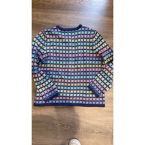 Appleseeds Womens Cardigan Size Large Pastel Print Knit Sweater 100% Cotton 1824 - Picture 7 of 8